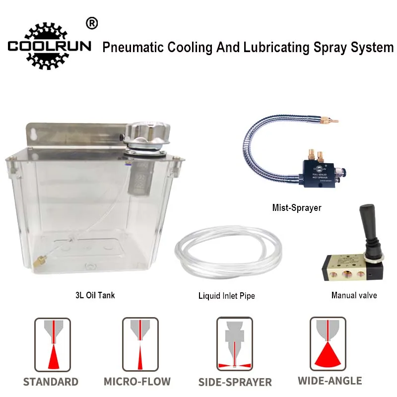 CNC Machine Tool Pneumatic Sprayer Water Pipe Oil Pump Lubrication System Low Pressure Water Spray Transparent 3L Oil Tank