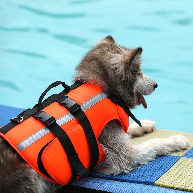 Dog Life Vest Summer Solid Color Pet Life Jacket Dog Safety Clothes Dogs Swimwear Pets Safety Swimming Suit S-XL