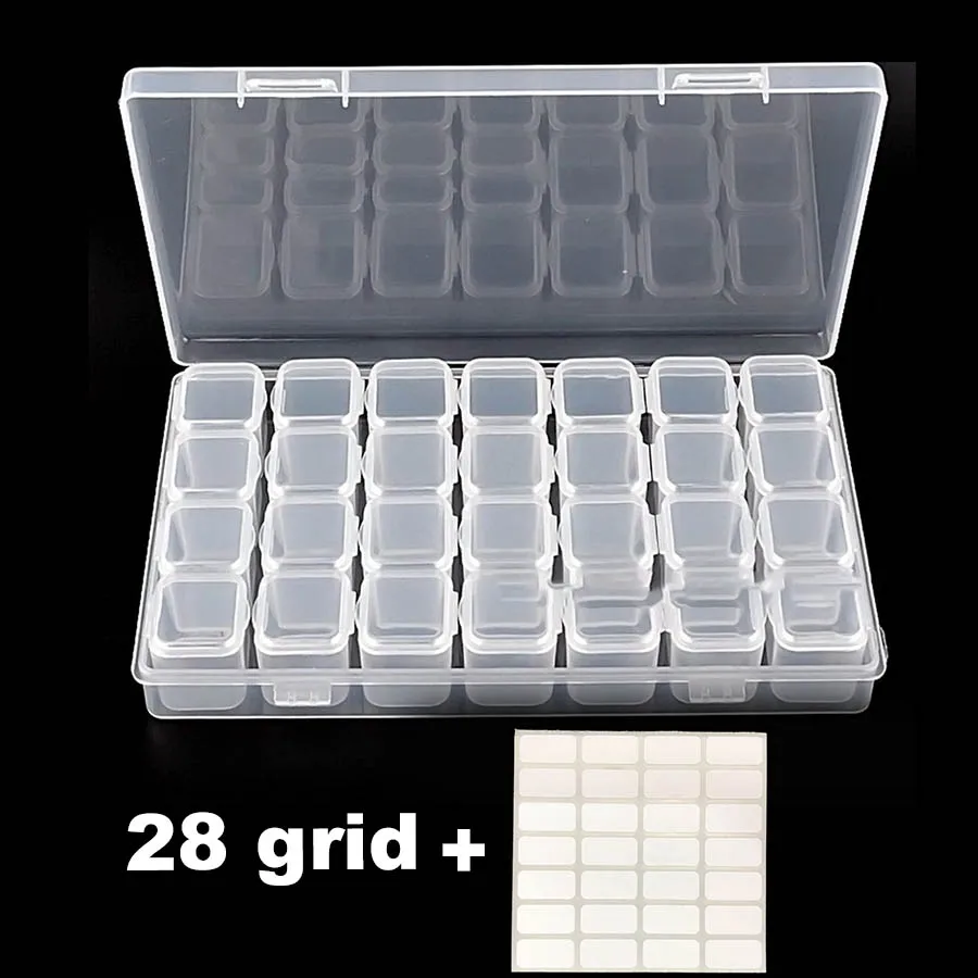 28/56 Grids Crystal Beads Storage Box Diamond Painting Kits Nail Art Rhinestone Toole Beads Storage Box Case Organizer Holder