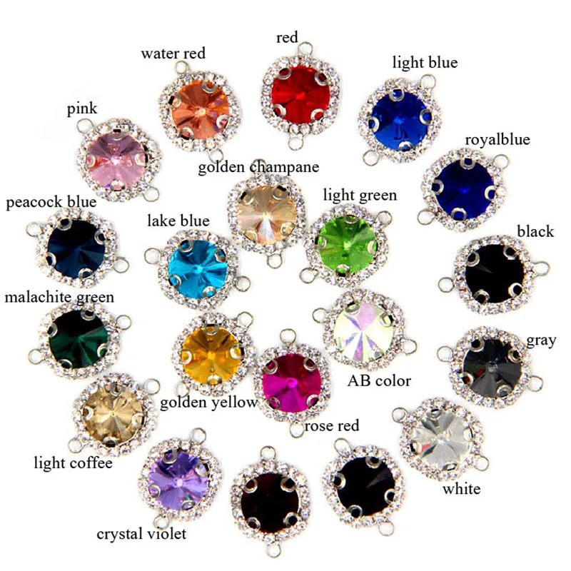 Dekorasi Pernikahan Bentuk Bulat Kristal Kaca Batu Lingkaran Ganda Cangkir Rantai Rim Rivoli Rhinestones Diy Kalung/Pakaian