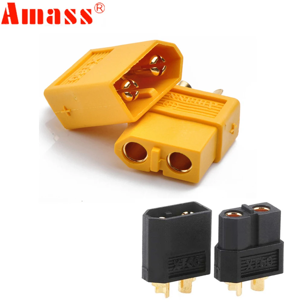 10pcs/lot Amass XT60 XT-60 Male Female Bullet Connectors Plugs Yellow Black Blue For RC Lipo Battery Quadcopter ( 5 pair )