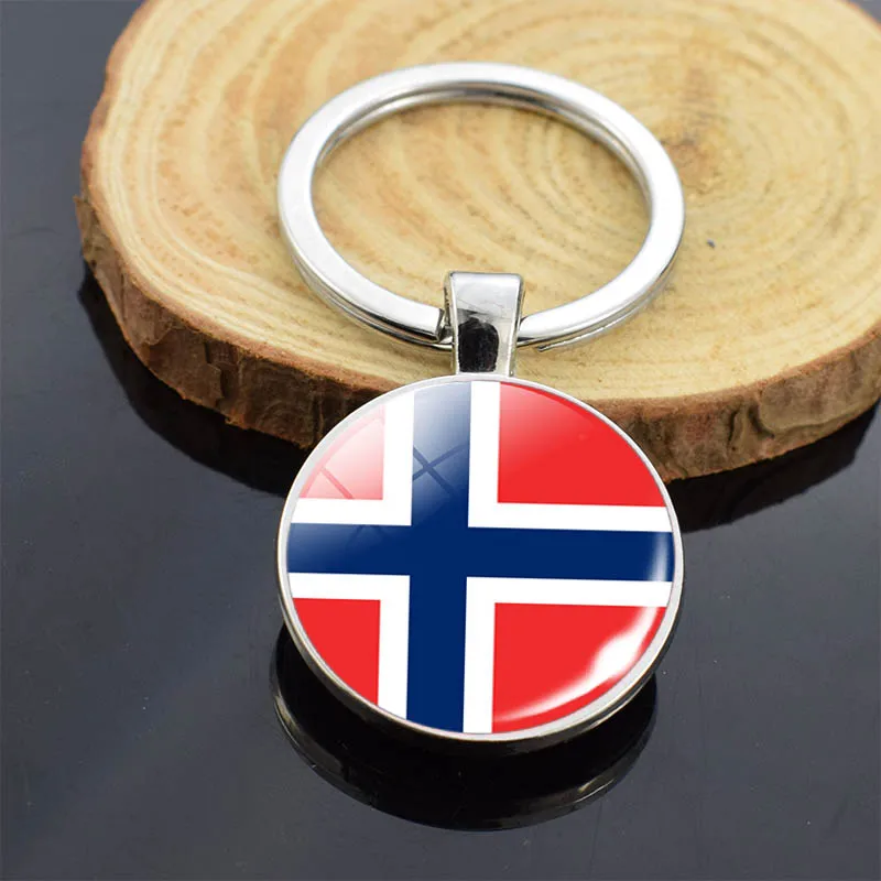 Nordic Countries National Flag Key Chains Denmark Sweden Norway Finland Iceland Flag Double Side Glass Cabochon Keyring Pendant