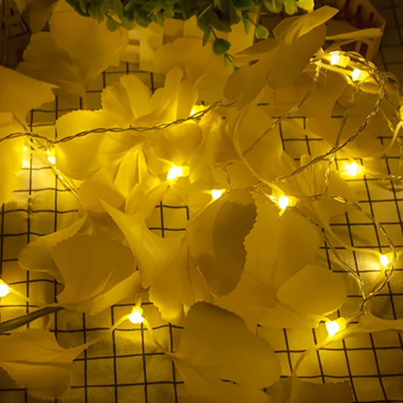 

Christmas Decorations Lighting For Home LED Ginkgo Leaf String Light Noel Navidad Kerst Holiday Decoration Battery Power 2M