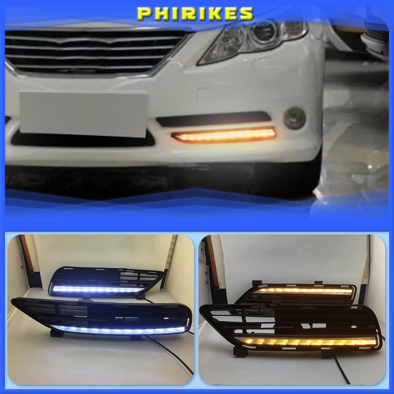 

1Pair DRL For Toyota MARK X REIZ 2010-2013 LED DRL Daytime Running Light With Turn Signal Fog Lamp