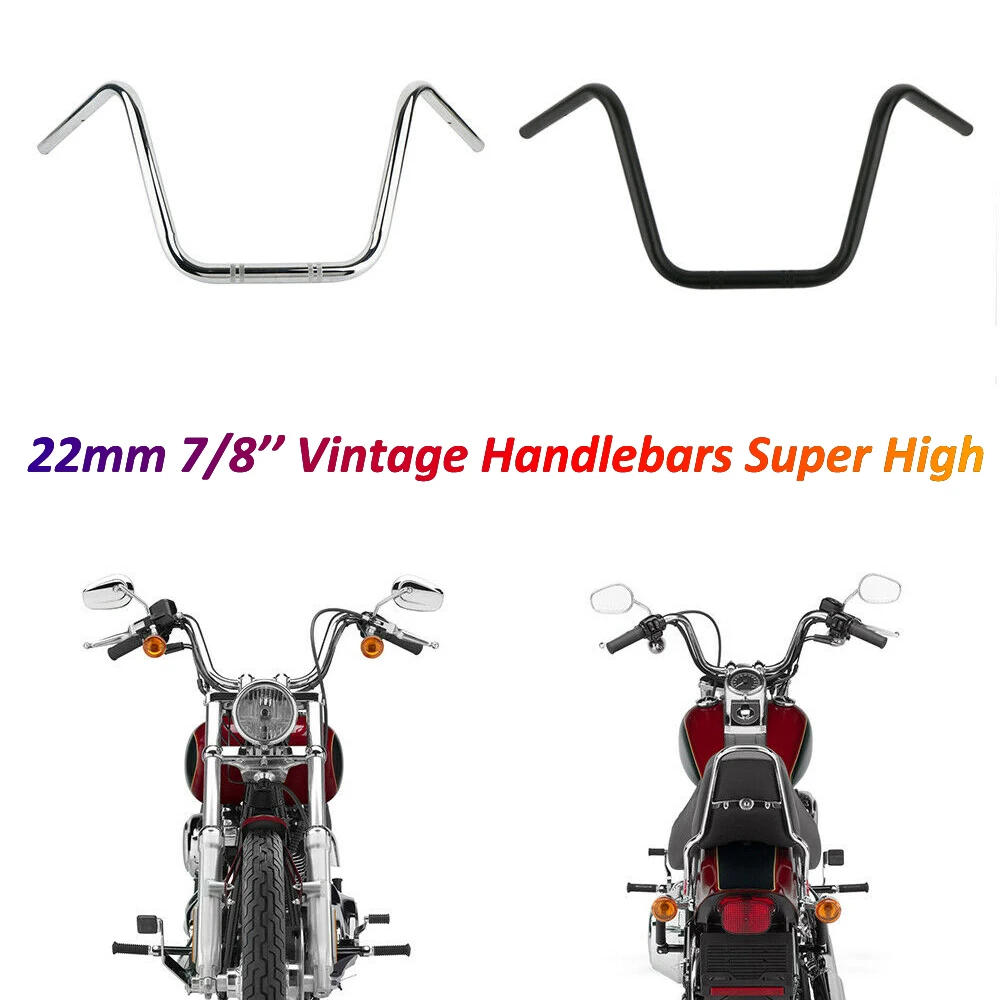 Motorcycle Handlebars 22mm Motorbike Handle Bars Super High Steering Wheel for Retro Bike Bobber Chopper Cruiser Dyna Softail