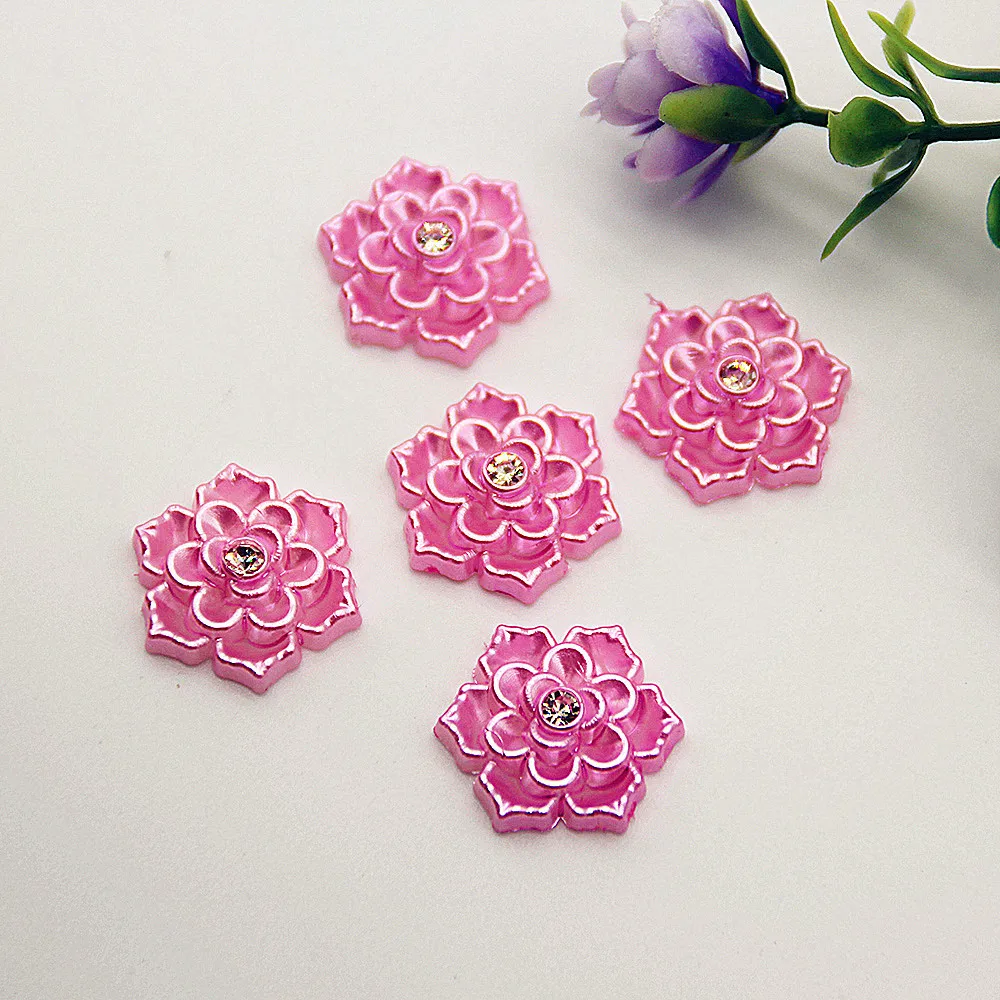 30PCS 17mm Bauhinia Imitation Pearl Diamond Flower Mobile Phone Case Toy Wedding Diamond Buckle Handmade DIY Diamond Accessories