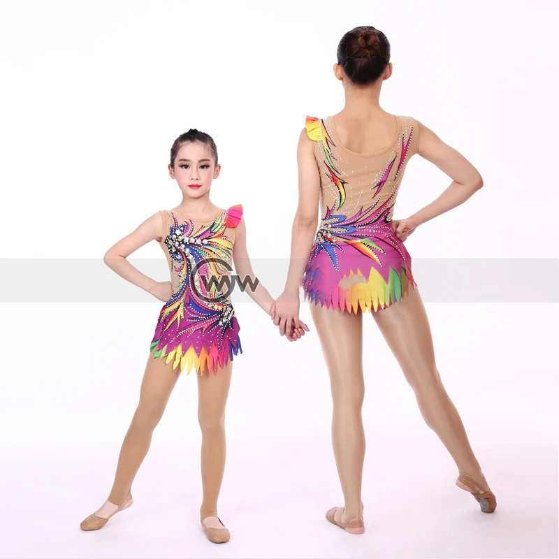 Modern Ballroom Dance Rhinestone Jumpsuit Rhythmic Gymnastics Competition Dress Women Adult/Kids Ice Skating Costumes DQL5867