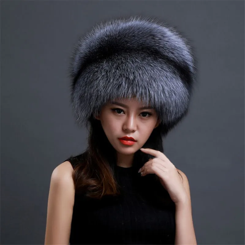 

New Hat Female Winter Lei Feng Fur Fox Fur Hat Dome Mongolia Hat Russian Snow Hat Thick Warm Fox Fur Hat