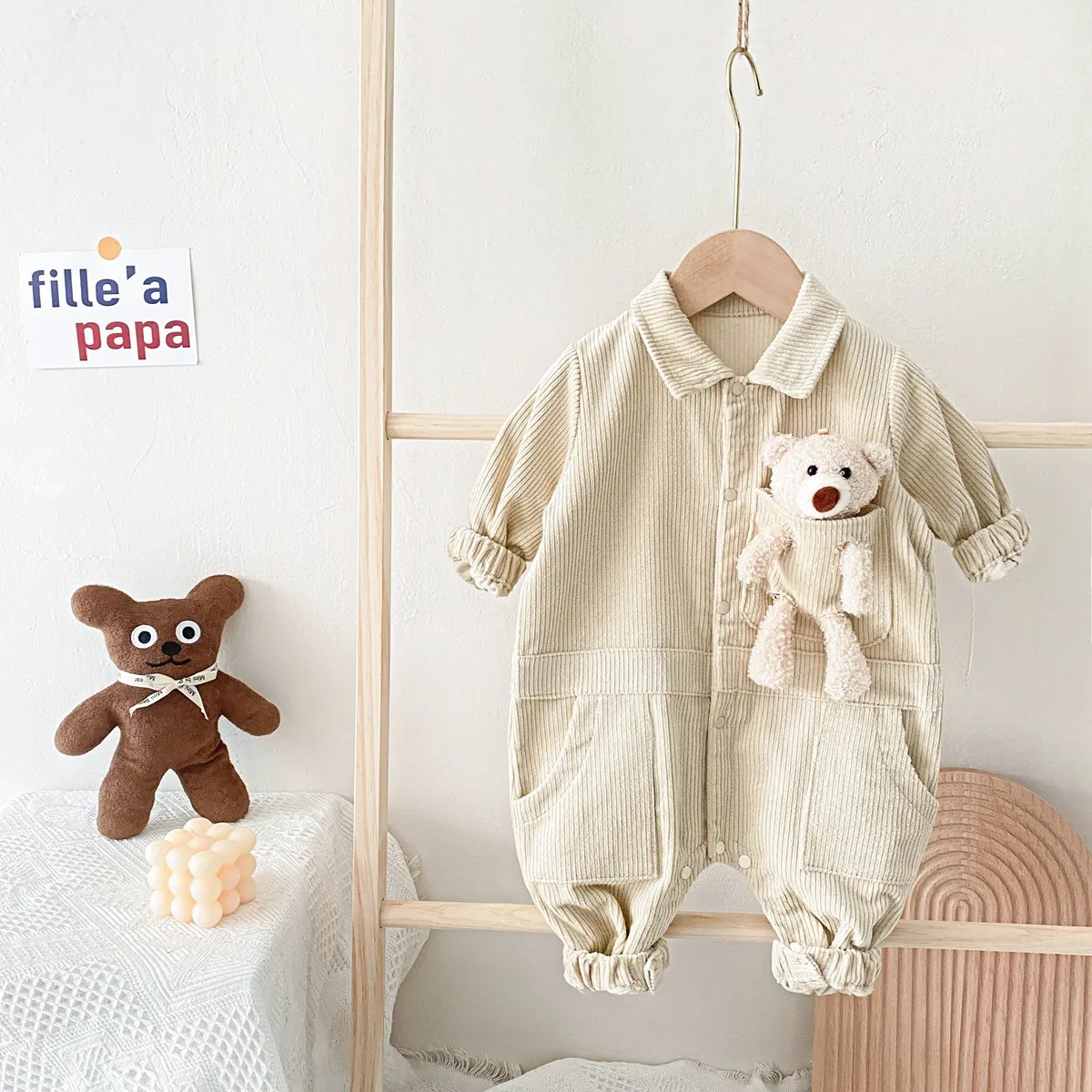 Sanlutoz Casual Winter Long Sleeve Baby Boys Rompers Toddler Clothing Fashion Jumpsuits with Cute Little Bear