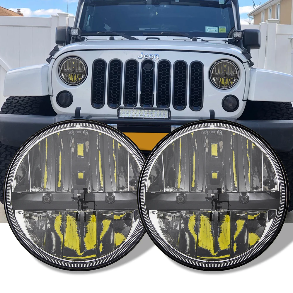 

For Jeep JK TJ Suzuki Samurai SJ410 40W 7" 7 inch LED Headlights Hi/Lo Beam DRL Headlamp For Lada 4x4 Hummer Land Rover Defender