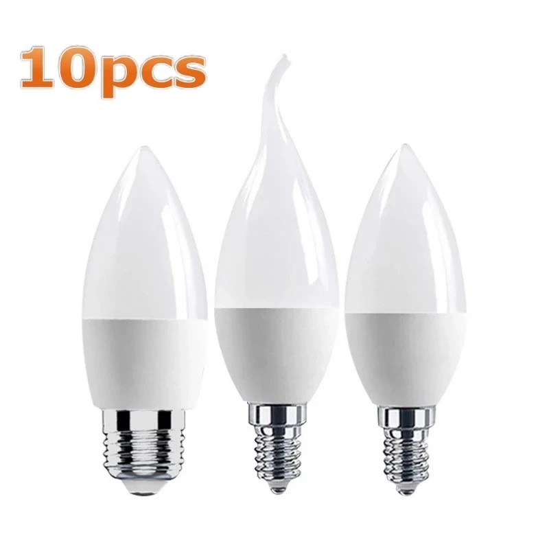 

10Pcs/lot E14 LED Candle bulb AC 220V led light chandelier lamp Candle Bulbs 3W Lamps Decoration Light Warm/White Energy Saving