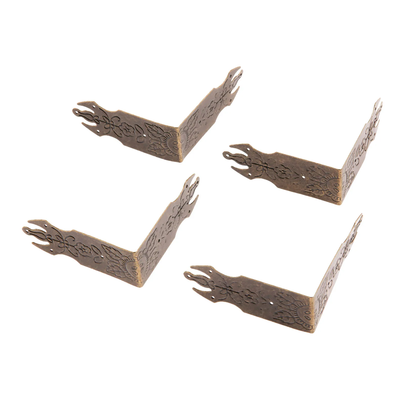DRELD 4Pcs 69mm Antique Bronze Decorative Jewelry Gift Box Wooden Case Corner Protector Guard Metal Crafts Furniture Fittings