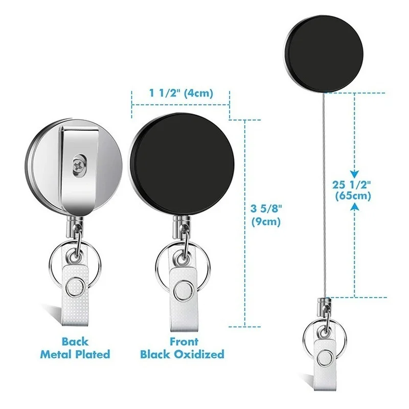 1pc Metal Retractable Easy Pull Bucklet Badge Reel Staff Pass Work Card Clip Key Chain Badge Reel ID Badge Lanyard Name Card