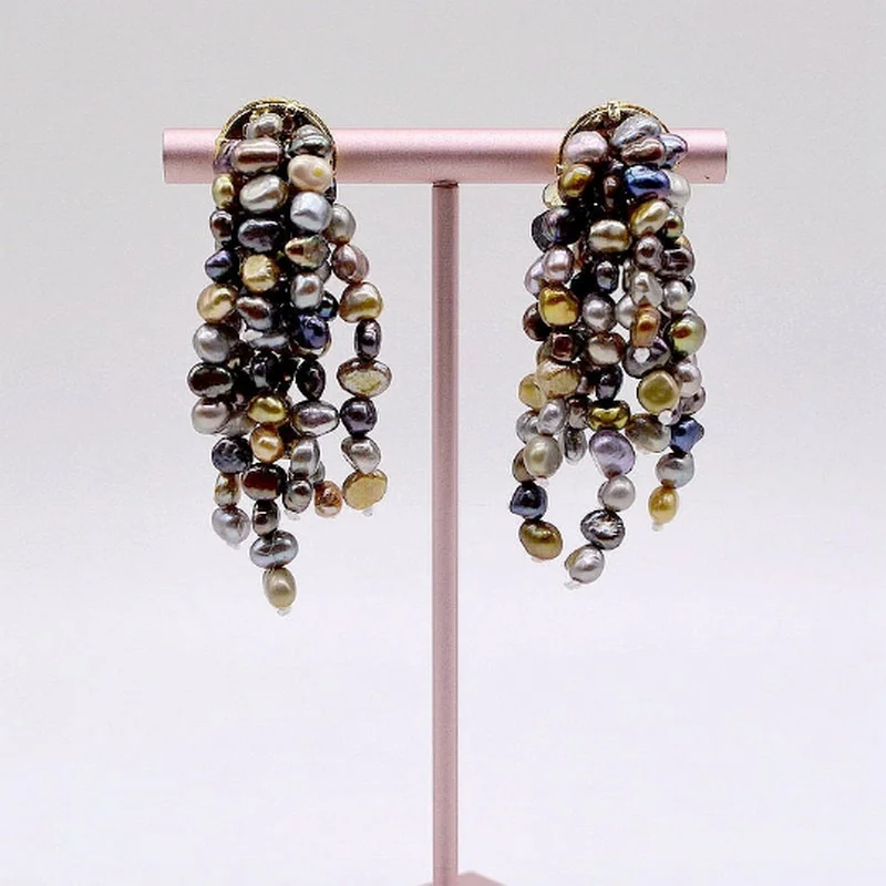 Tassel Earrings Natural Small Baroque Pearl Long Earrings White/Colored Pearls Handmade Vintage Gold Earrings Women\'s Earrings