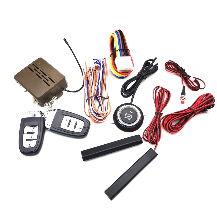 Car Alarm Start Security System Key Passive Keyless Entry Push Button Remote Kit