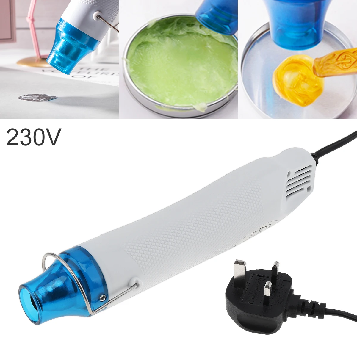 

Heat Gun 300W 230V Handheld Heat Gun Multifunction Mini DIY Rapid Warming Hot-Air Blower with Supporting Seat