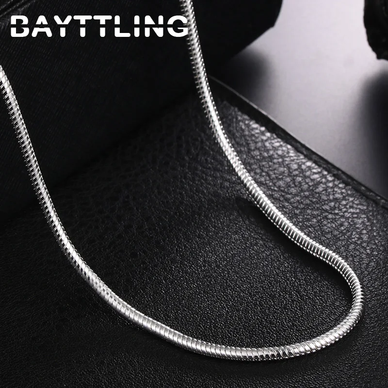 BAYTTLING-collar de plata de ley 925 para mujer, cadena de serpiente de 1MM, 3MM, 16/18/20/22/24/26/28/30 pulgadas, regalo de joyería de boda