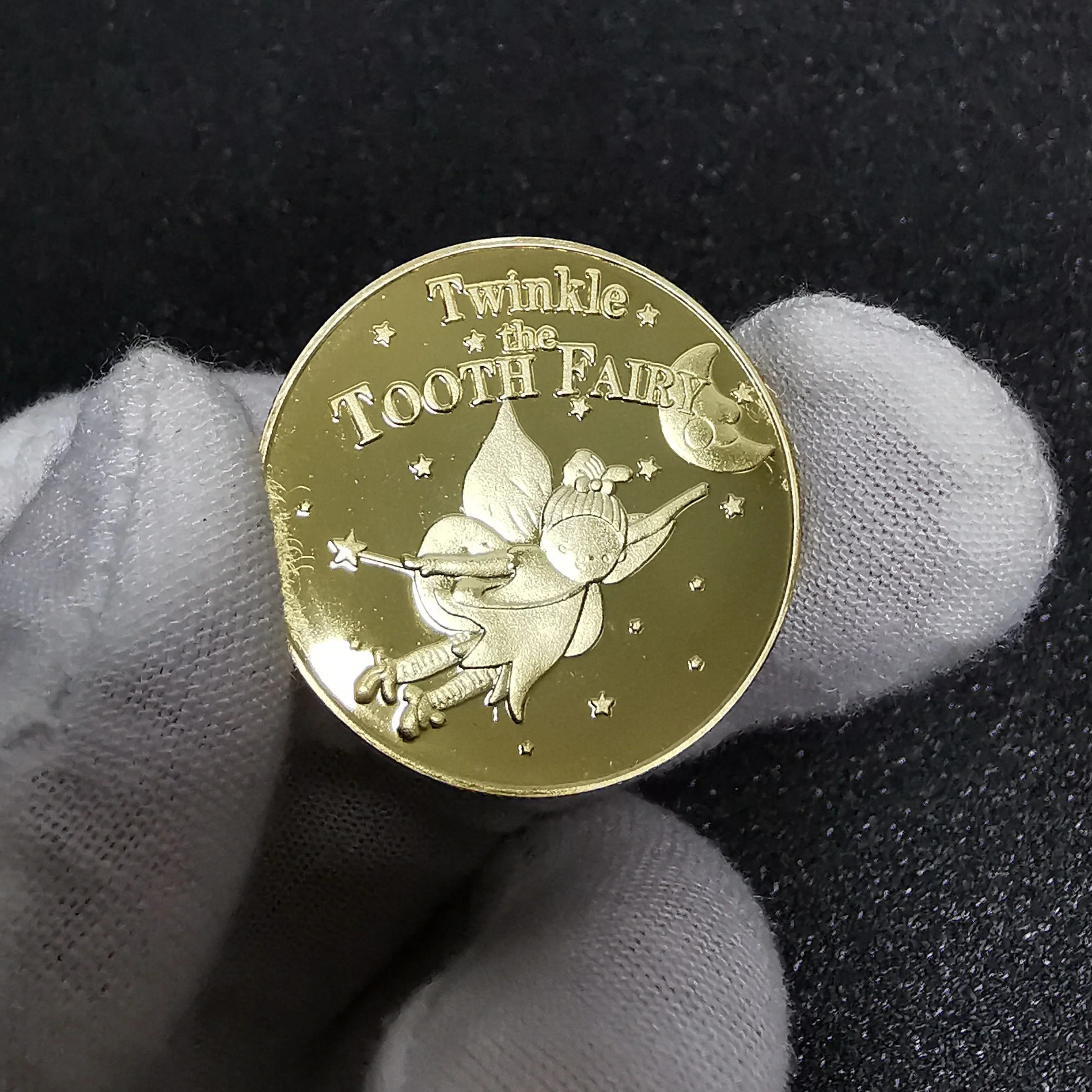 Magic Tooth Fairy Lovely Cat Gold Plated 30*3mm Commemorative Coins Creative Kids Tooth Change Lucky Gifts