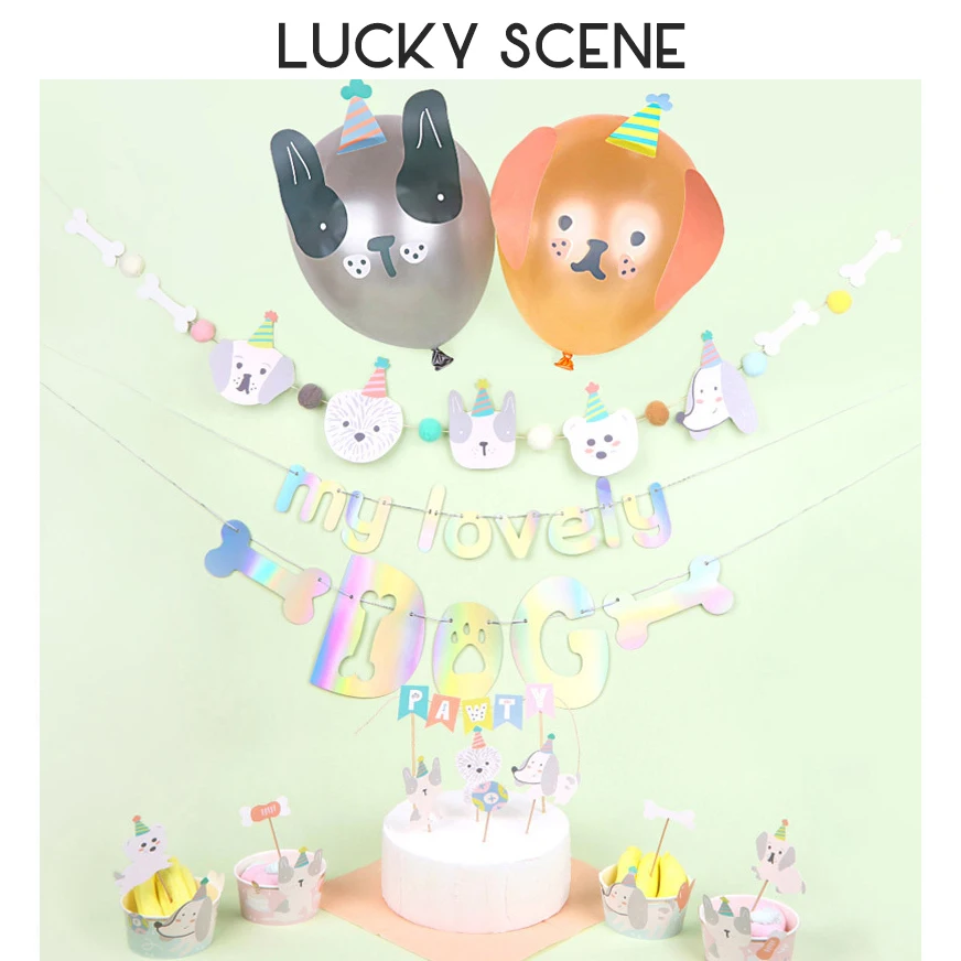 Dog and Cat Birthday Party Flags Decoration Goods in Stock Pet Party Supplies S01147