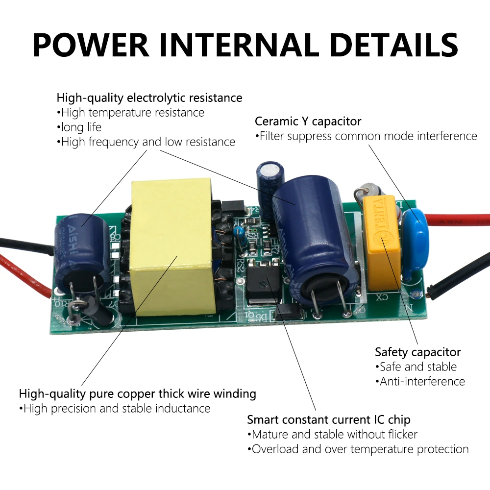 250mA LED Driver 1-3W 3-5W 4-7W 8-12W 12-18W 18-25W 25-36W LED Power Supply Unit Lighting Transformers DC For LED Lights DIY