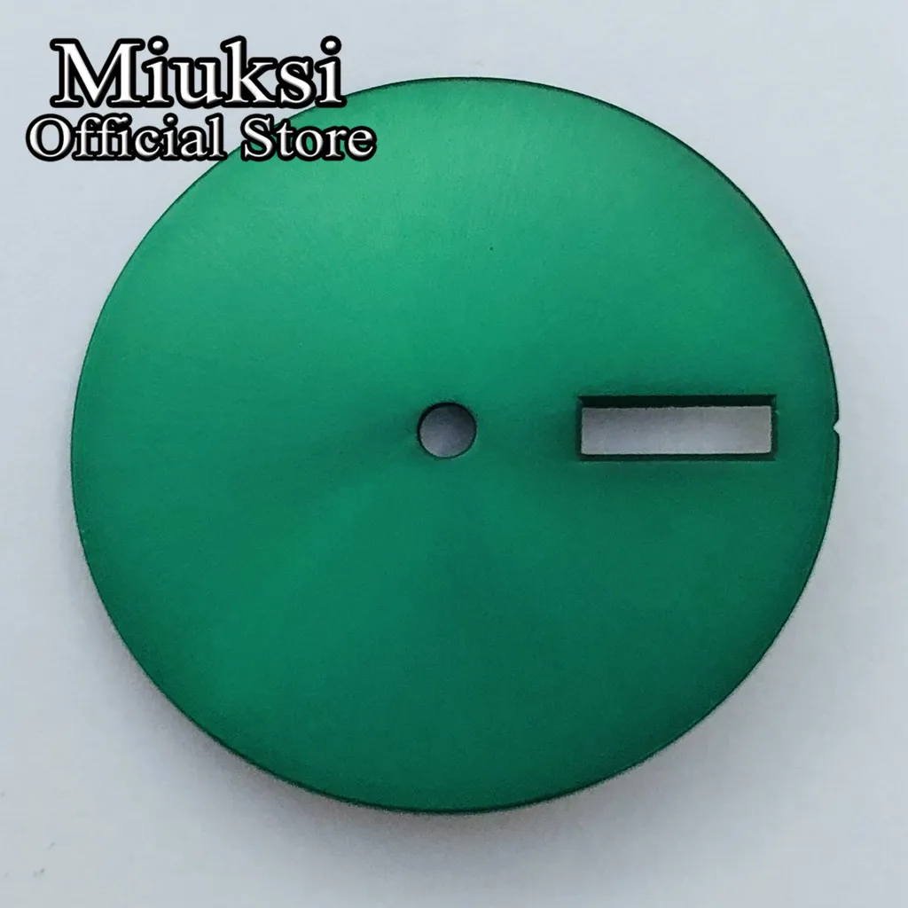 Miuksi 28.5mm black watch dial date window dial fit NH35 NH36 movement