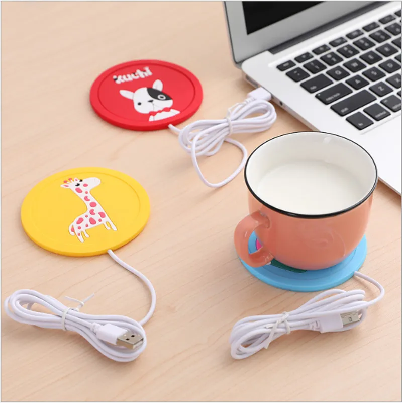 Usb copo mais quente gadget aquecedor de caneca elétrica dos desenhos animados copo de silicone-almofada de chá leite caneca de café almofada de bandeja de aquecimento conveniente presente