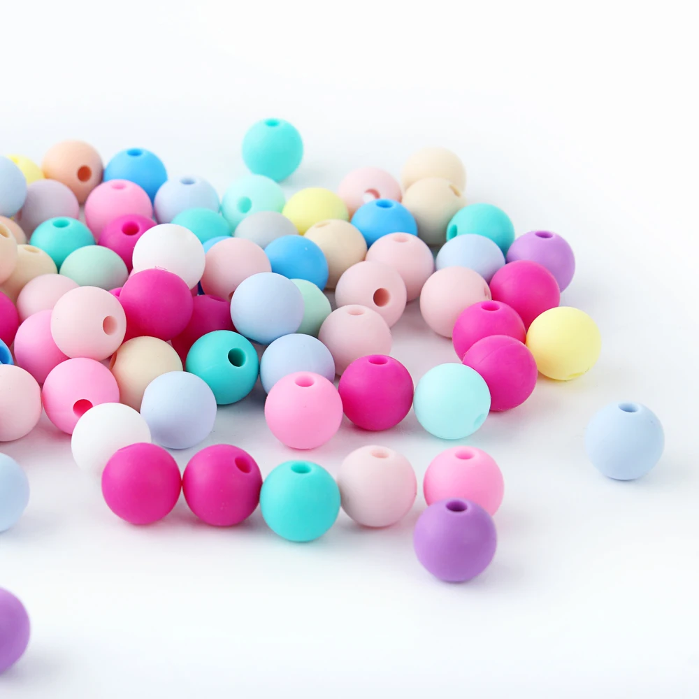 Keep&Grow 100pcs Silicone Beads 9mm Baby Teething Beads Oral Care BPA Free Food Grade DIY Necklace Accessories Toys For Newborns