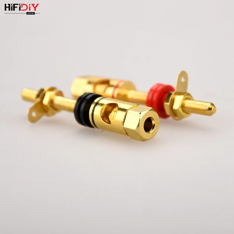 HIFIDIY LIVE 2pcs speaker DIY  lengthen terminal connector binding post HIFI amplifier Pure cupper Gold-plated Banana socket