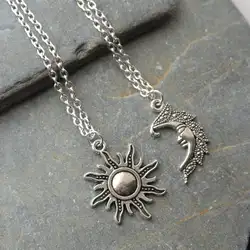 Sun and Moon Necklaces Chain Pair of Celestial Best Friends Gift for Friend Long Pendants Men Women Punk Fashion Jewelry Amulet