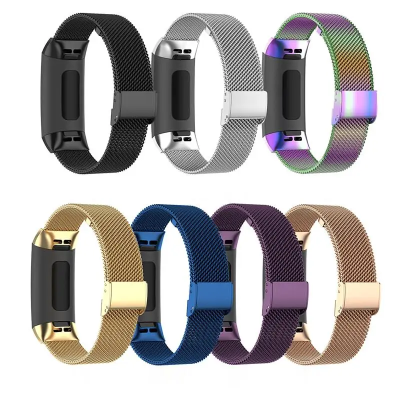 Stainless Steel Metal Mesh Band For Fitbit Charge 3 4 SE Replacement Wist Strap Men Women Smart Wrist Wacthband Accessories