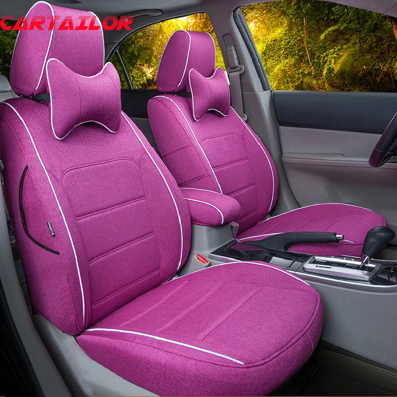 CARTAILOR Linen Cloth Car Seat Protector for Hyundai Equus Seat Cover Interior Accessories Set Automobiles Seat Covers & Support