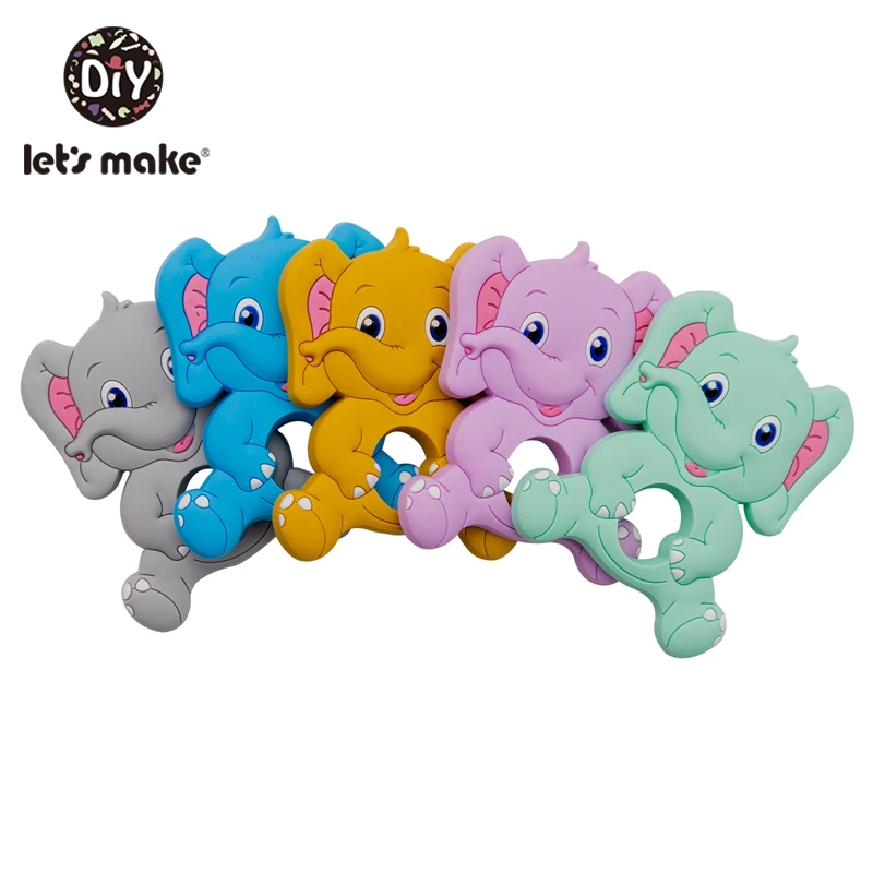 

Let'S Make Silicone Smile Elephant Teethers Food Grade Free Bpa Silicone Teethers Cartoon Bead Stroller Baby Teether