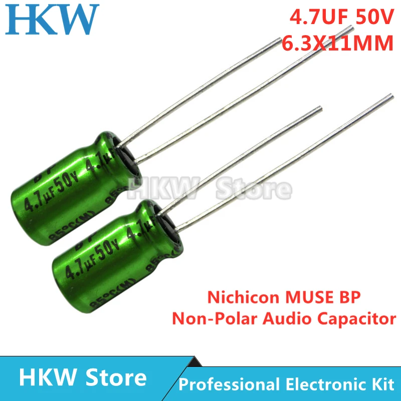 10pcs/lot 4.7UF 50V 6.3X11mm Nichicon MUSE BP ES Non Polar Nonpolar Bipolar HiFi Audio Capacitor 50V4.7UF New and Original