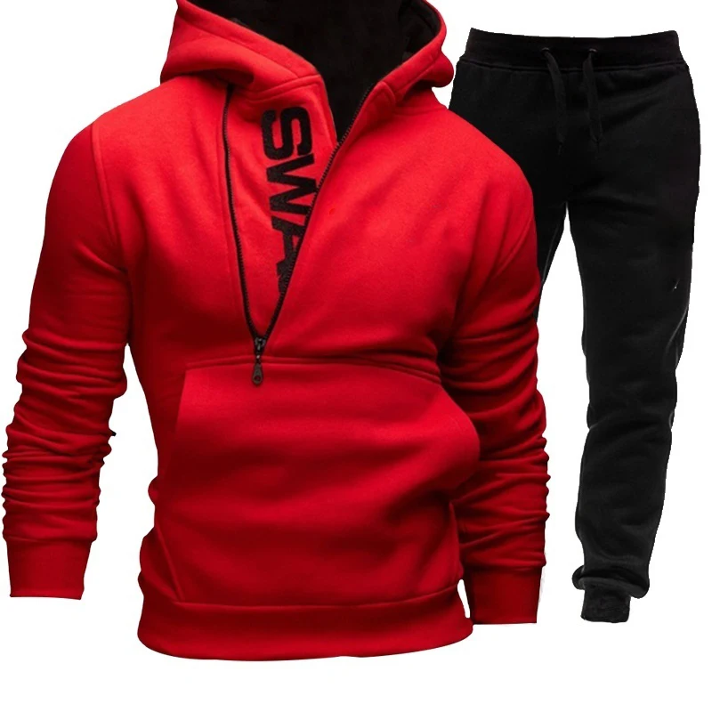 NEW Tracksuit Men\'s 2 Pieces Set Sweatshirt and Sportspants Outfits  Zipper Hoodies Casual Men\'s Clothing  Plus Size Ropa Hombre