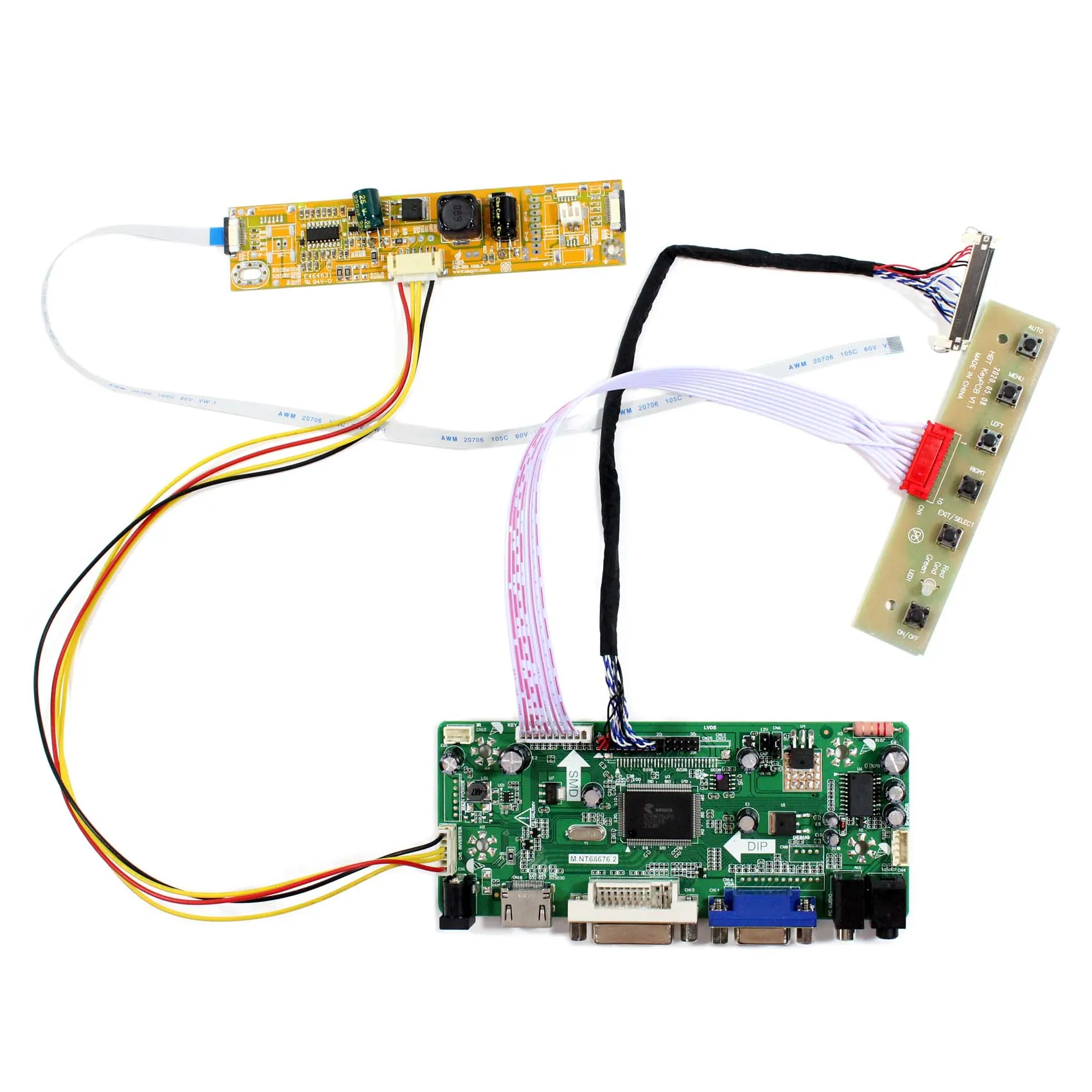 HD MI VGA DVI LCD Controller Board M.NT68676 Compatible Work With 18.5inch 1366X768 LM185WH2-TLA1