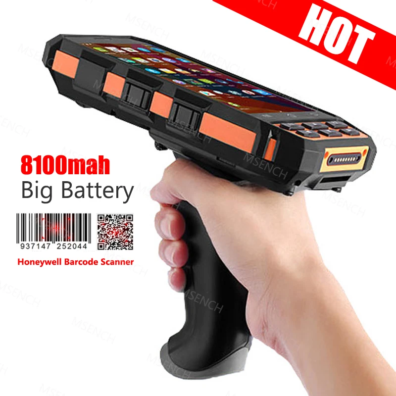 5 Inch Android PDA UHF RFID Reader Long Range Handheld Terminal Barcode Scanner Bluetooth 1D/2D Bar Code Reader Pistol Cradle