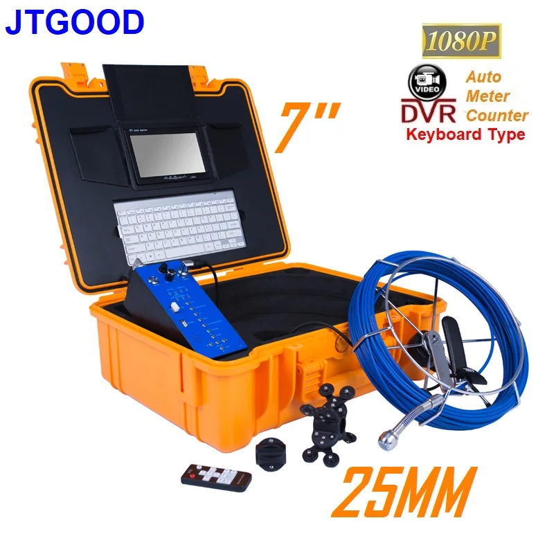 

JTGOOD 7" Monitor DVR Meter Counter HD1080P Pipe Inspection Camera Drain Sewer Pipeline Industrial Endoscope Bule Wire ABS Case