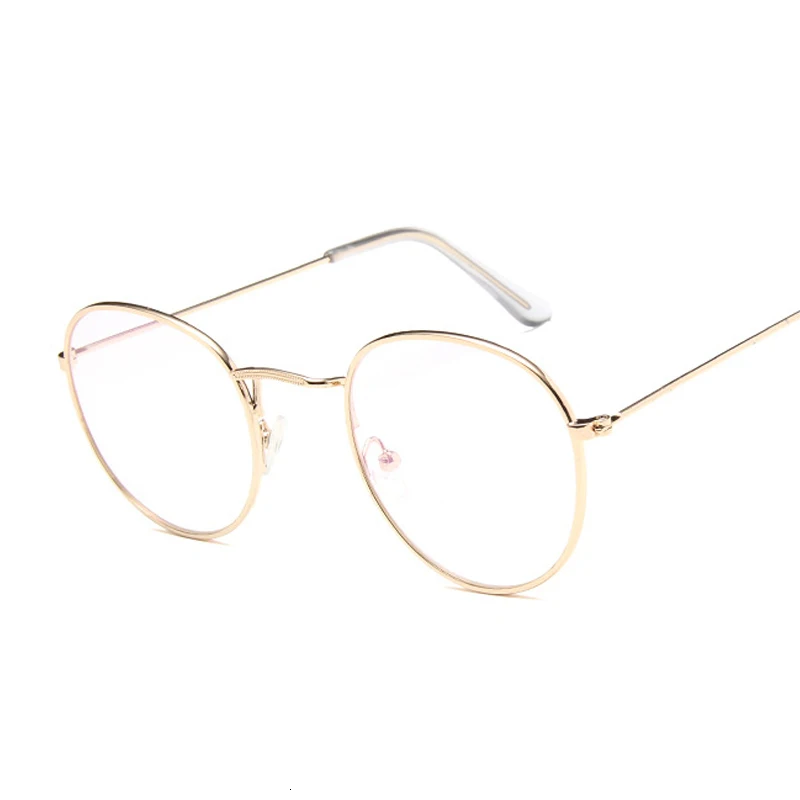 New Gold Glasses Frame Female Fashion Brand Designer Optical Eyeglasses Women Vintage Round Metal Eyewear Clear Lens Circle