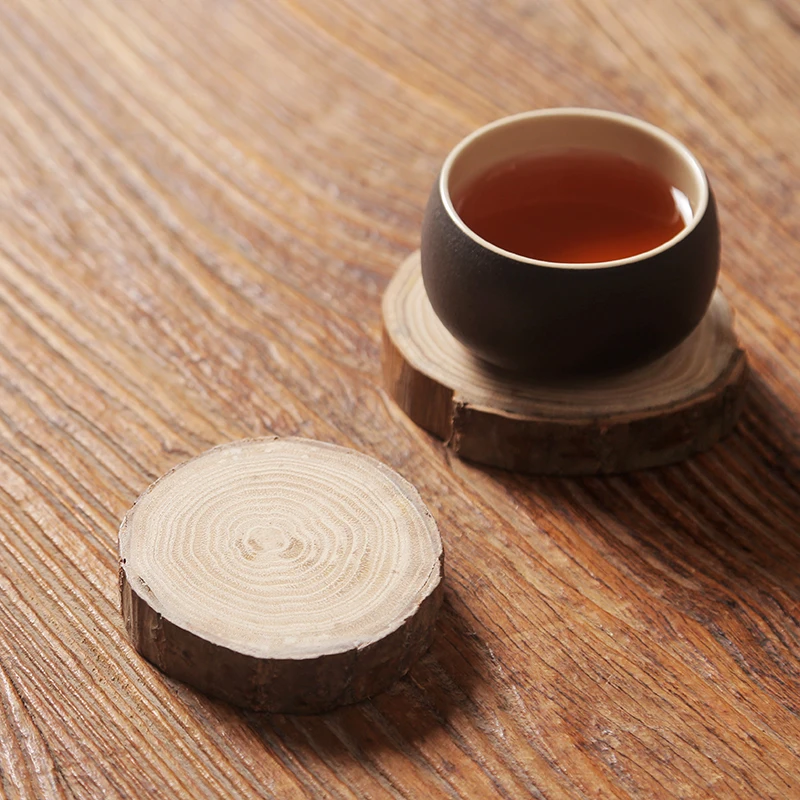 

2019 Natural Log coaster Solid wood Japanese round teapot tea tray Kung Fu tea set heat-resistant tea tray wood accessories