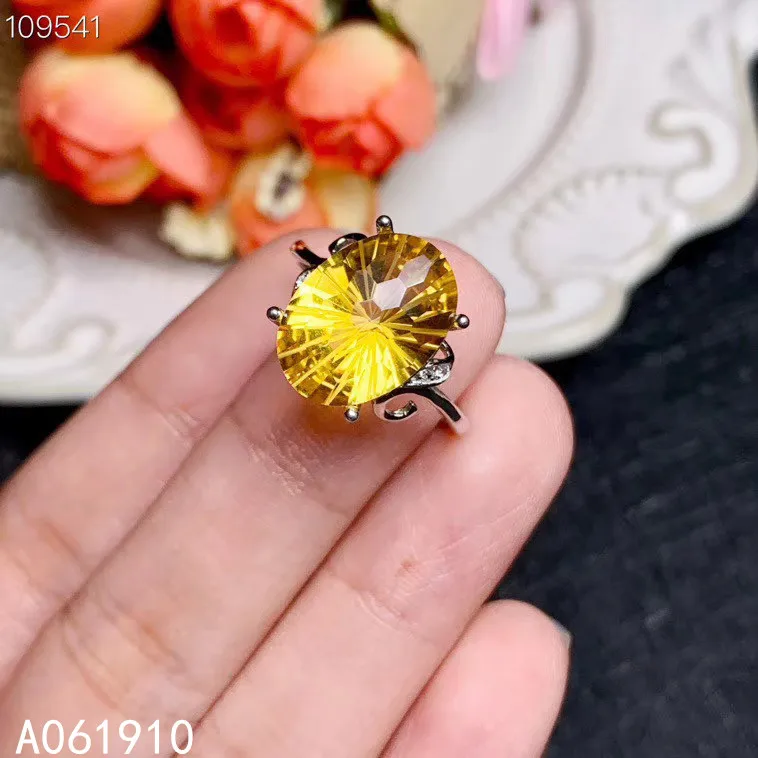 

KJJEAXCMY fine jewelry 925 sterling silver inlaid Citrine gemstone classic ladies ring fashion popular