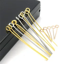 50pcs/bag 60 70 80mm Eye Head Pins Findings Dia 0.7mm Gold/Silver/Rhodium/Bronze Eye Pins For Jewelry Making Accessories