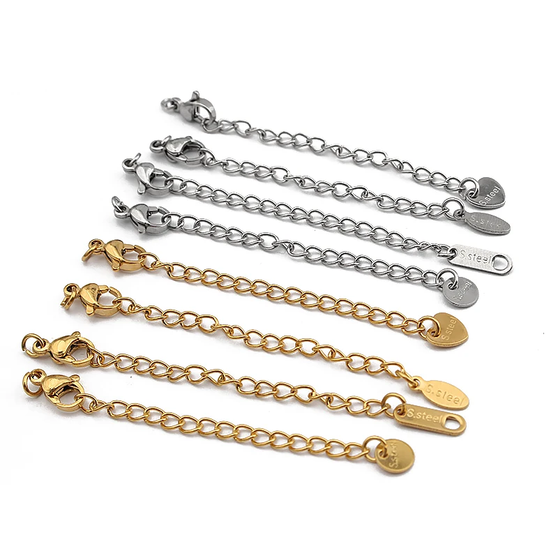 

10pcs Gold Stainless Steel End Stoper Extended Tail Chain For Jewelry Making Lobster Clasps Connector Bracelet Necklaces Supplie