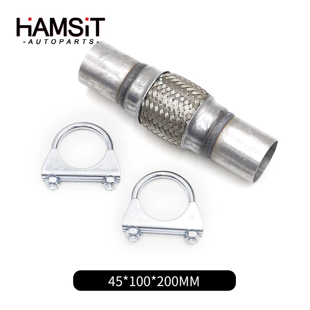 Hamsit automotive stainless steel exhaust bellows double-layer braided flexible inner diameter 45MM with 2 clamps dropshipping