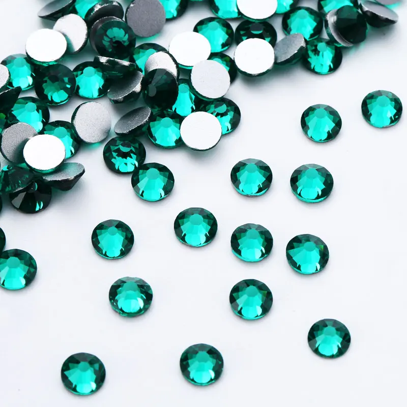 SS3-SS30 Peacock Green Rhinestones For Nails 3d Flatback Glass Strass Non Hotfix Crystal Charm Nail Art Glitter Decorations