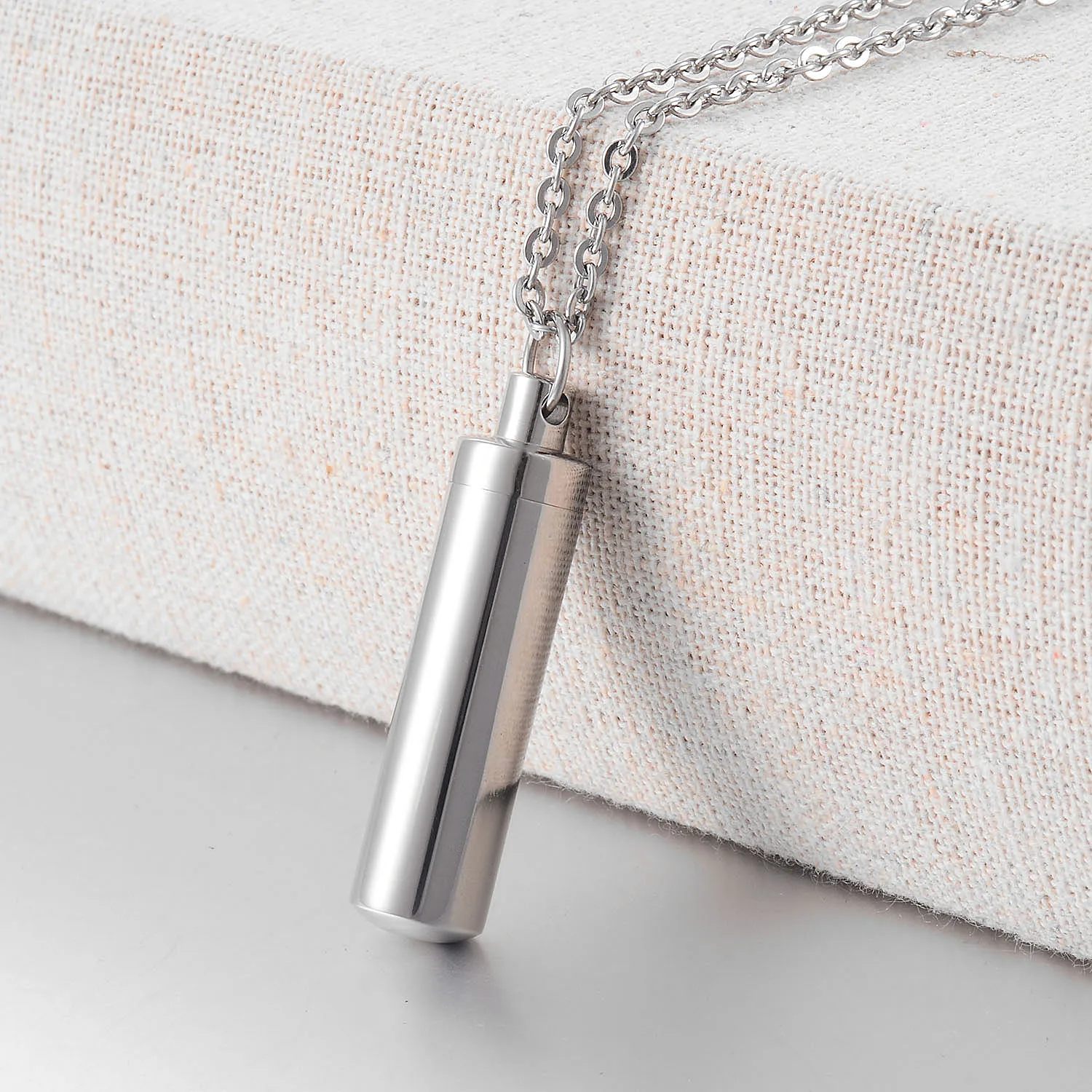 316L Stainless Steel Openable Memorial Cremation Hip hop Pendant Cylinder Tube Ash Urn Necklaces accessories