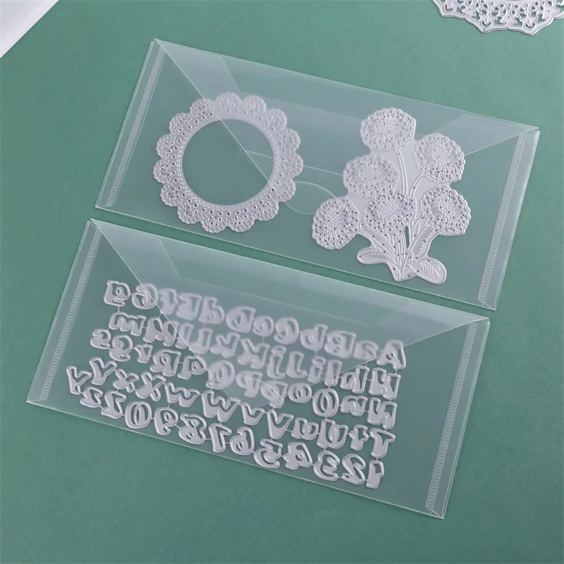 10-Piece Set Transparent Portable Storage Bag Used To Store Cutting Dies & Stamp Stencil New Card Cover Plastic Storage Envelope