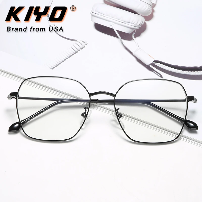 KIYO Brand 2020 New Women Men Fashion Anti Blue Light Optical Frame Metal Eyeglasses Frames Square Spectacles Glasses 1945