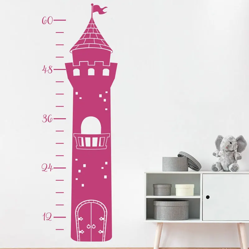 

Princess Tower Growth Chart Decal Vinyl Home Decor for Girls Room Bedroom Height Meter Children Wall Sticker Cartoon Mural 4835