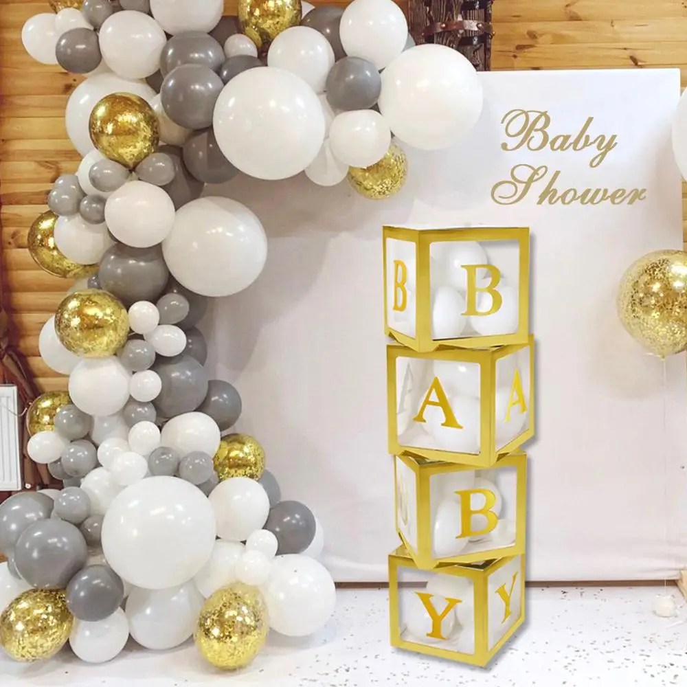 

Gold Transparent Name Box 1st Birthday Balloons Happy Birthday Party Decor Kids Christening Ballons Baby Shower Baloon