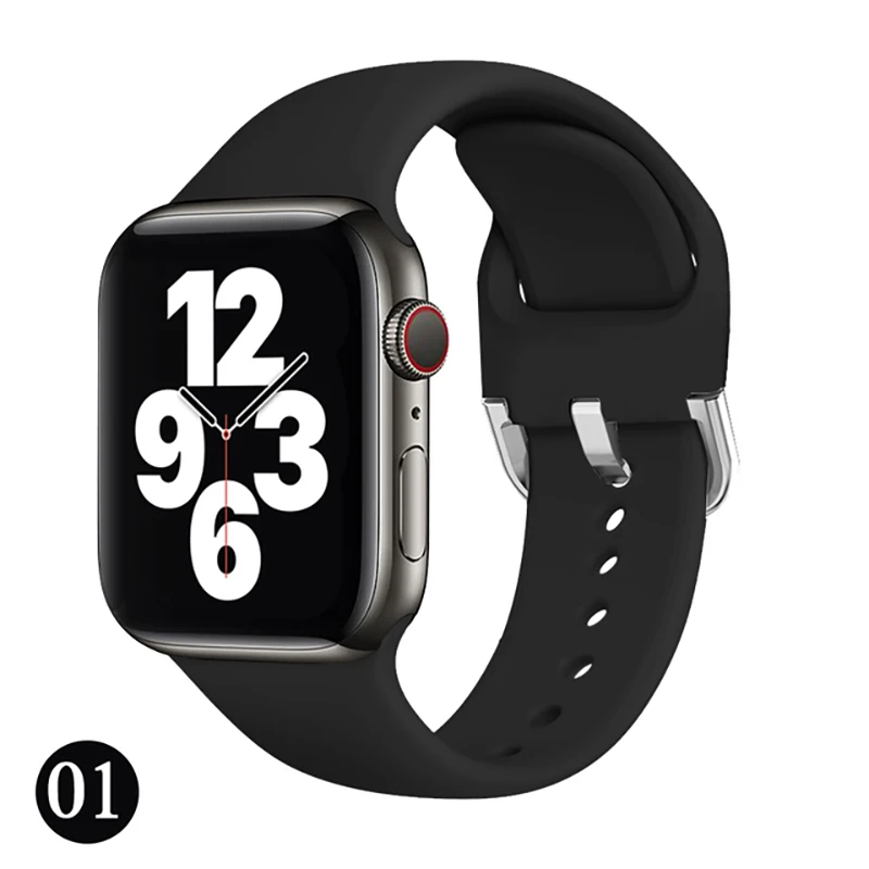 Apple 시계 용 실리콘 스트랩 44mm 40mm 38mm 42mm 44mm iwatch 팔찌 시리즈 용 교체 시계 밴드 7 6 Se 5 4 3 2 1